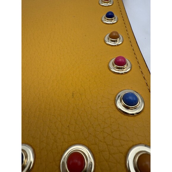 Kate Spade Devoe Street Sophie Handbag Mustard Yellow studded gems 10x7x3 Flaws - Picture 6 of 16
